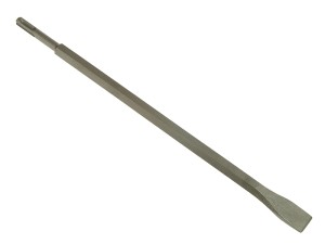A hardened steel SDS demolition chisel with a wide flat blade, designed for use with SDS rotary hammers to break out tiles, mortar, and concrete.