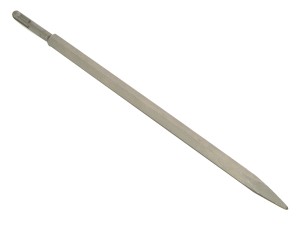 A hardened steel SDS demolition chisel with a wide flat blade, designed for use with SDS rotary hammers to break out tiles, mortar, and concrete.
