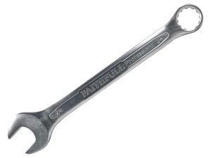 A Faithfull combination spanner with an open-ended jaw at one end and a ring spanner at the other, in chrome vanadium steel.