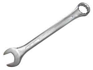 A Faithfull combination spanner with an open-ended jaw at one end and a ring spanner at the other, in chrome vanadium steel.