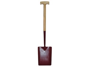 A Faithfull short-handled square-bladed spade with a steel blade and a wooden or fibreglass shaft, for general digging work.