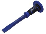 A hardened steel 25mm bolster chisel with a wide flat blade, used for cutting masonry, tiles, and breaking out concrete.