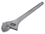 A Faithfull adjustable spanner with a smooth-jaw jaw opening controlled by a worm-gear wheel, suitable for a range of nut sizes.