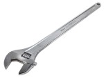 A Faithfull adjustable spanner with a smooth-jaw jaw opening controlled by a worm-gear wheel, suitable for a range of nut sizes.