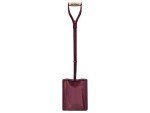 A Faithfull short-handled square-bladed spade with a steel blade and a wooden or fibreglass shaft, for general digging work.