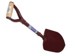 A Faithfull short-handled rounded-bladed spade with a steel blade and a wooden or fibreglass shaft, for general digging work.