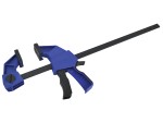 A Faithfull sash clamp with a long steel bar, a fixed jaw, and a sliding adjustable tail stop, for clamping wide assemblies during gluing.