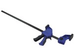 A Faithfull sash clamp with a long steel bar, a fixed jaw, and a sliding adjustable tail stop, for clamping wide assemblies during gluing.