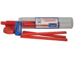A marking tool with a hardened scribing tip or pencil lead, used for accurately marking cut lines on timber, metal, and masonry.