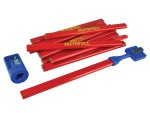 A marking tool with a hardened scribing tip or pencil lead, used for accurately marking cut lines on timber, metal, and masonry.