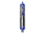 A Faithfull needle file with a hardened steel abrasive surface and a turned wooden or synthetic handle, for shaping and deburring metal.