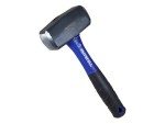 A club hammer with a double-faced steel head and a short fibreglass handle, used for driving bolsters, chisels, and masonry stakes.