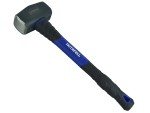 A club hammer with a double-faced steel head and a short fibreglass handle, used for driving bolsters, chisels, and masonry stakes.