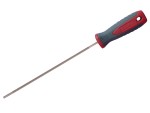 A saw with a hardened blade and a comfortable handle, for cutting timber, metal, or masonry.