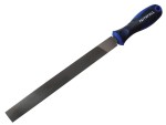 A Faithfull second-cut needle file with a hardened steel abrasive surface and a turned wooden or synthetic handle, for shaping and deburring metal.