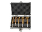 A set of 5 Faithfull screwdrivers with colour-coded handles covering a range of flathead and Phillips sizes.,