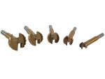 A set of 5 Faithfull screwdrivers with colour-coded handles covering a range of flathead and Phillips sizes.,
