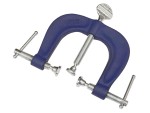 A blue three-jaw gear puller with metal screw handles, designed for removing gears or pulleys from shafts.