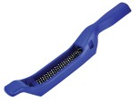 A Faithfull needle file with a hardened steel abrasive surface and a turned wooden or synthetic handle, for shaping and deburring metal.