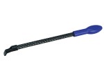 A Faithfull round file with a hardened steel abrasive surface and a turned wooden or synthetic handle, for shaping and deburring metal.