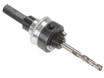 A bi-metal 210mm hole saw with hardened teeth and a centre drill-bit pilot, for cutting large-diameter holes in timber, metal, and plastic.
