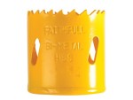 A bi-metal 41mm hole saw with hardened teeth and a centre drill-bit pilot, for cutting large-diameter holes in timber, metal, and plastic.