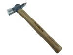 A Warrington-pattern pin hammer with a cross-pein for starting small nails and a flat face for driving, with a steel-handled handle.