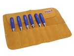 A hardened steel chisel with a bevelled cutting edge and a square-section body, for cutting stone, brick, or timber.
