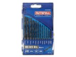 A set of 13 Faithfull screwdrivers with colour-coded handles covering a range of flathead and Phillips sizes.,