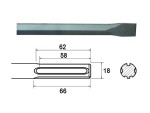 A hardened steel SDS demolition chisel with a wide flat blade, designed for use with SDS rotary hammers to break out tiles, mortar, and concrete.