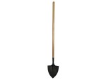 A Faithfull short-handled rounded-bladed spade with a steel blade and a wooden or fibreglass shaft, for general digging work.