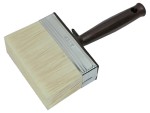 A brush with natural or synthetic bristles and an ergonomic handle, for applying coatings or cleaning surfaces.