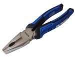 A pair of Faithfull combination pliers with serrated flat jaws, a pipe-gripping section, and a side cutter, for general gripping work.