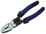 A pair of Faithfull combination pliers with serrated flat jaws, a pipe-gripping section, and a side cutter, for general gripping work.