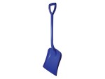A Faithfull blue short-handled square-bladed spade with a steel blade and a wooden or fibreglass shaft, for general digging work.