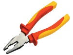A pair of Faithfull combination pliers with serrated flat jaws, a pipe-gripping section, and a side cutter, for general gripping work.