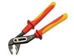 A pair of Faithfull water-pump pliers with tongue-and-groove adjustable jaws for gripping pipes, nuts, and irregular shapes.