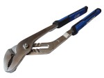 A pair of Faithfull water-pump pliers with tongue-and-groove adjustable jaws for gripping pipes, nuts, and irregular shapes.