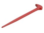 A hardened steel crowbar with a curved prying end and a pointed chisel tip, designed for levering, prying, and demolition work.