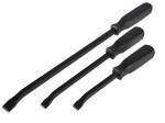 A hardened steel crowbar with a curved prying end and a pointed chisel tip, designed for levering, prying, and demolition work.