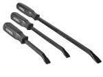 A hardened steel crowbar with a curved prying end and a pointed chisel tip, designed for levering, prying, and demolition work.