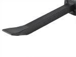 A hardened steel crowbar with a curved prying end and a pointed chisel tip, designed for levering, prying, and demolition work.