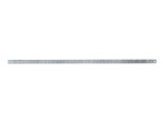 A long, silver metal ruler with measurement markings in centimeters and millimeters, shown on a white background.