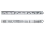 A Faithfull stainless steel rule with etched metric and imperial graduations, for precise measurement in workshops and on site.