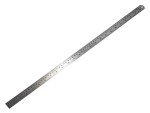 A Faithfull stainless steel rule with etched metric and imperial graduations, for precise measurement in workshops and on site.