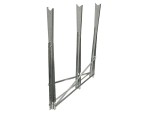 Three vertical metal wall braces connected by angled crossbars, forming a structural support frame. The frame appears to be made of galvanized steel and is designed for stability in construction applications.