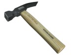 A hammer with a steel head and a steel-handled handle, for general fastening and construction use.