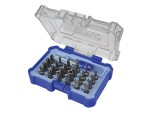 A set of 25 Faithfull screwdrivers with colour-coded handles covering a range of flathead and Phillips sizes.,