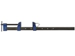 A Faithfull sash clamp with a long steel bar, a fixed jaw, and a sliding adjustable tail stop, for clamping wide assemblies during gluing.