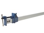A Faithfull sash clamp with a long steel bar, a fixed jaw, and a sliding adjustable tail stop, for clamping wide assemblies during gluing.